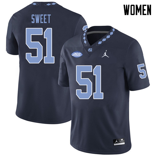 Jordan Brand Women #51 William Sweet North Carolina Tar Heels College Football Jerseys Sale-Navy